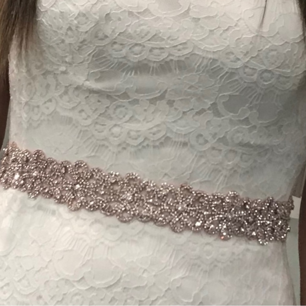Rose Gold Floral Crystal Spray Sash
